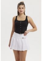 Polera Mujer Escote Cuadrado Botones Falsos Negro