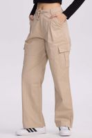 Pantalón Mujer Cargo Pinzas Beige