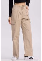 Pantalón Mujer Cargo Pinzas Beige