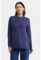 Sweater Mujer Calado Azul Oscuro