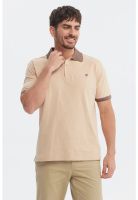 Polera Hombre Slim Cuello Camisero Beige - ll