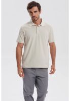 Polera Hombre Piqué Básica Lisa Beige - ll