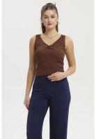 Polera Mujer Textura Recogido Café