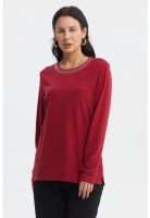 Sweater Mujer Cuello V Rojo