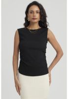 Polera Mujer Recogido Abertura Negro