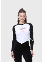 Polera Mujer Bicolor Recogido Negro