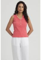 Polera Mujer Botones Pata Lisa Coral