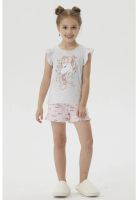 Pijama Niña Short Print Gris Melange