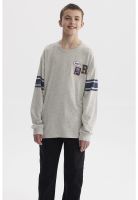 Polera Niño College Con Franjas Gris Melange