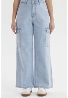Jeans Mujer Wide Leg Gravilla Azul Claro