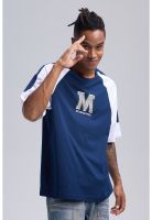 Polera Hombre Manga Contra Tono Azul Claro