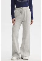 Pantalón Buzo Mujer Flare Corte Frontal Gris Melange