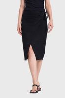 Falda Mujer Midi Cruzada Aplicación Argolla Negro