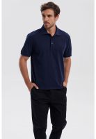 Polera Hombre Piqué Básica Lisa Azul Marino - ll