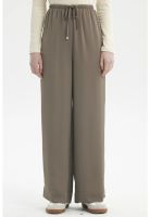 Pantalón Mujer Holgado Amplio Con Cordón Verde Militar Claro