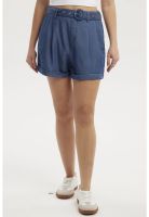 Short Mujer Ligero Cinturón Azul Oscuro