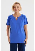 Polera Mujer Detalle Perlas Azulino