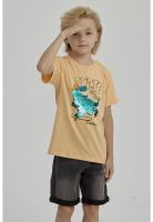 Polera Niño Print Lentejuelas Naranjo