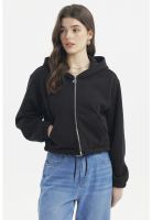 Polerón Mujer Zipper Crop Negro - ll