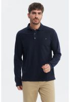 Polera Hombre Lisa Borbada Con Botones Azul Marino