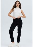 Pantalón Mujer Slim Cotelé Negro