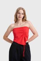 Polera Mujer Costado Recogido Rojo