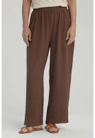 Pantalón Mujer Crep Pinzas Cafe