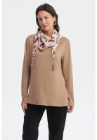 Sweater Mujer Cuello Alto Café Claro