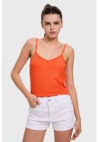 Polera Mujer Pabilo Crop Naranjo