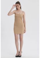 Vestido Mujer Mini Crepe Beige