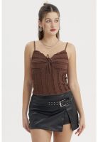 Polera Peto Mujer Texturizada Café