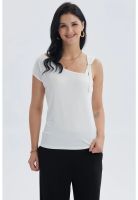 Polera Mujer Escote Asimétrico Crudo