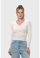 Polera Mujer Abotonada Crudo