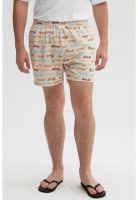 Short De Baño Hombre Print Texto Beige