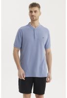 Polera Hombre Cuello Polo Azul