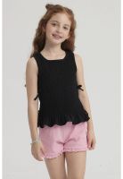 Blusa Niña Panal Asimétrica Negro