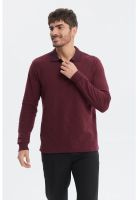 Polera Hombre Cuello Contraste Burdeo