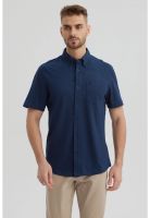 Camisa Hombre Piqué Con Bolsillo Azul Marino