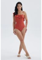 Traje De Baño Mujer Entero Con Vuelo Terracota