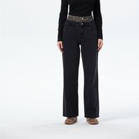 Jeans Mujer Cintura Calce Recto Negro