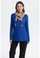 Sweater Mujer Cuello Alto Azul