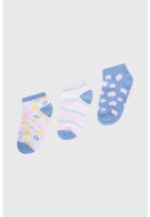 Calceta Deportiva Niña Tripack Celeste- ll