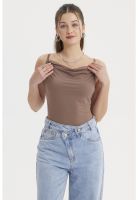 Peto Mujer Drapeado Ajustable Cafe