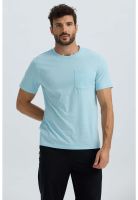 Polera Hombre Básica Con Bolsillo Celeste