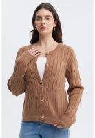 Sweater Mujer Slim Cuello Redondo Camel