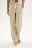 Pantalón Mujer Lino Pretina Elasticada Beige