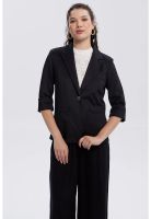 Blazer Mujer Tope Ruedo Negro