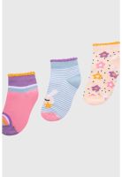 Calceta Deportiva Niña Tripack Celeste