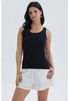 Polera Mujer Rib Lisa Negro - ll