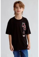 Polera Niño Bordado Y Parche Naranjo